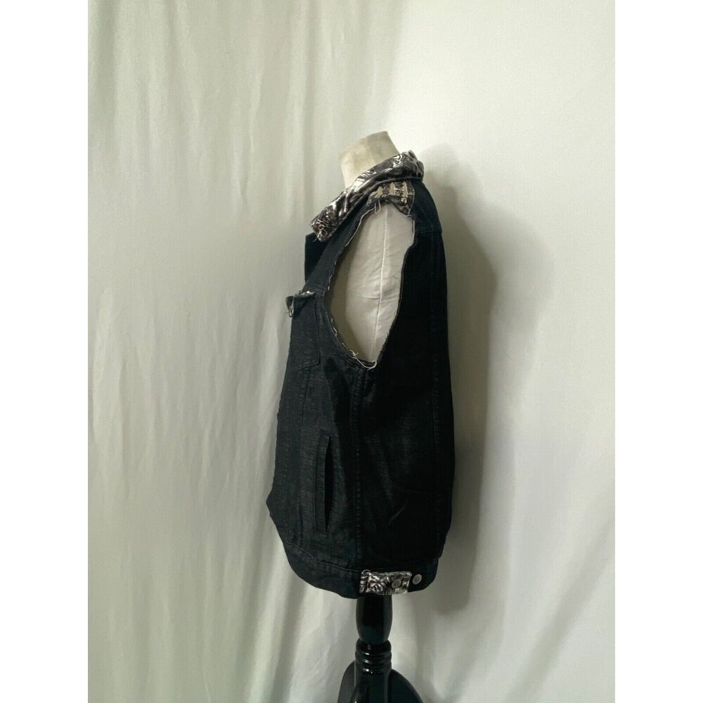 Bare Fox Women's Vest Jacket Black Denim Studded Vintage Sleeveless Size Large - Picture 8 of 11